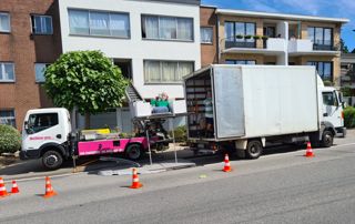 déménagement complet dans une rue de Liège